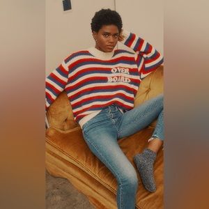 Mother Over the Board Striped Crew Neck Sweater size medium nautical